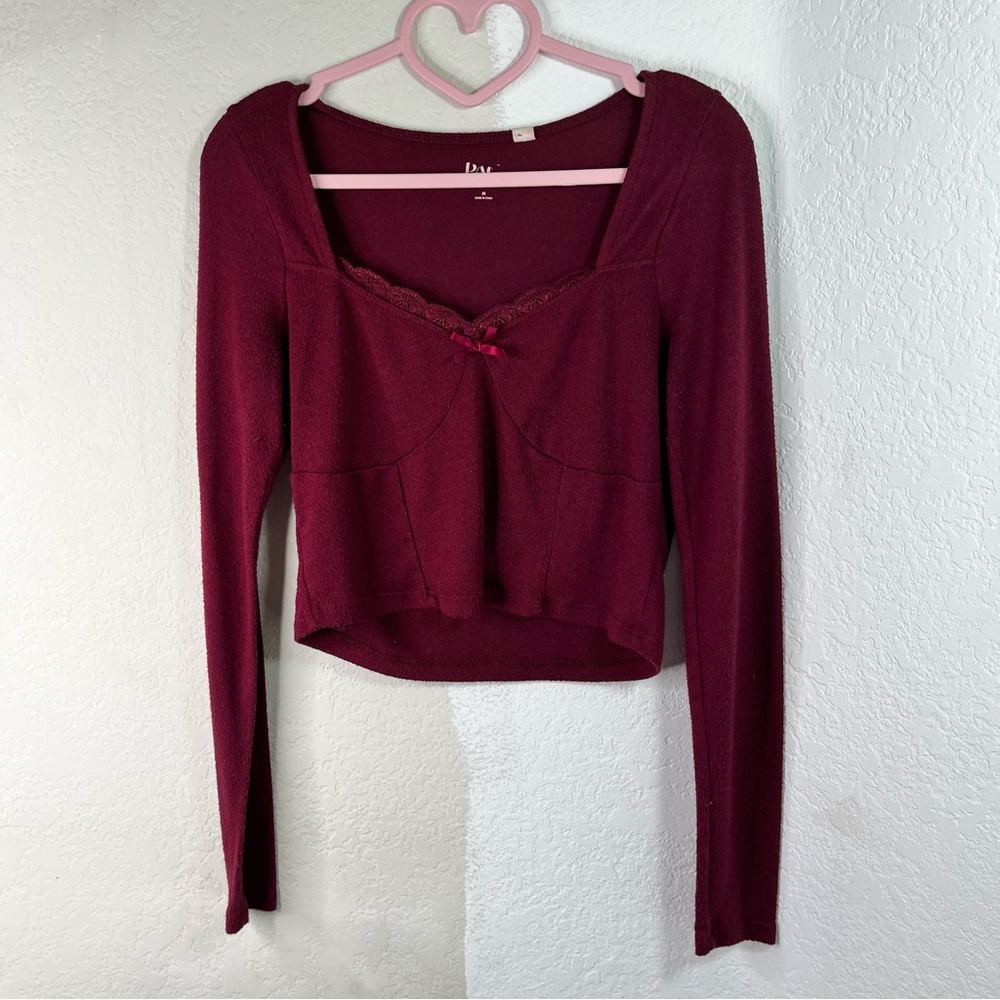 PacSun Maroon Size Medium Long Sleeve Top